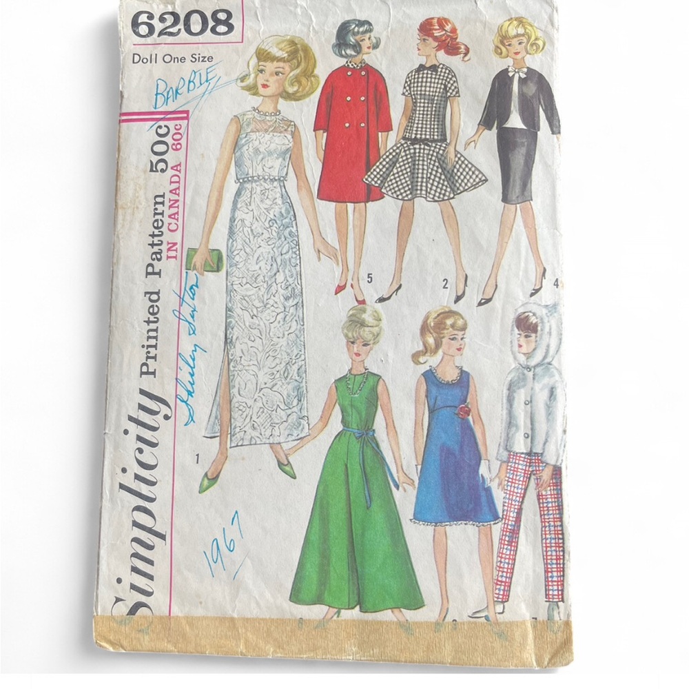 Simplicity Sewing Pattern 6208 Barbie Wardrobe 7 Outfits Dresses Suit Pants Coat